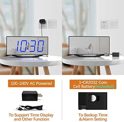 PPLEE 87 Digital LED Mirror Alarm Clock with 2 Alarms