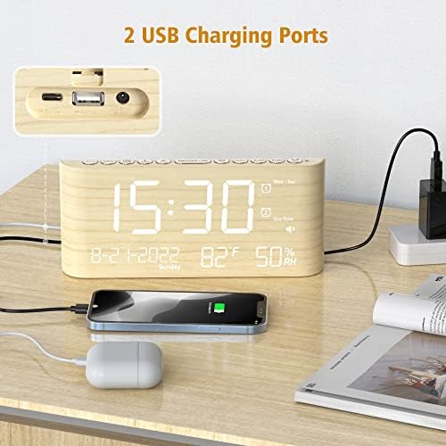 Mesqool Digital Alarm Clock with Temperature Humidity and Brightness Control