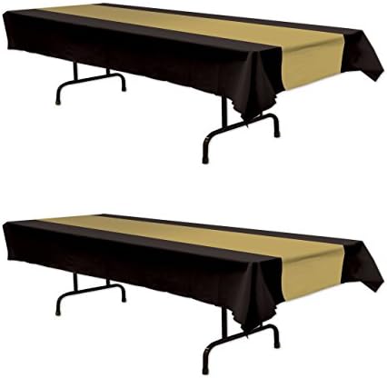 Beistle Black and Gold Plastic Tablecover Pack of 2 1