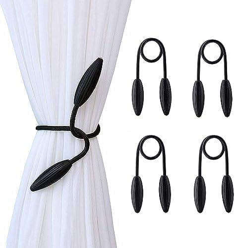 4-Pack Black Curtain Holdbacks Decorative Tiebacks