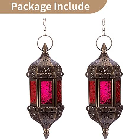 NUPTIO 2 Pcs Hanging Hexagon Candle Lantern Holders