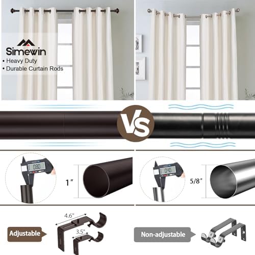 SIMEWIN Bronze Curtain Rods 28-48 Inches Adjustable Classic Finials