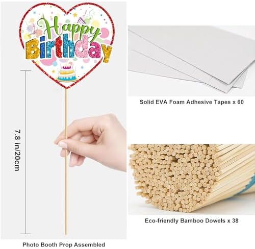 Duormal Colorful Birthday Photo Booth Props Kit