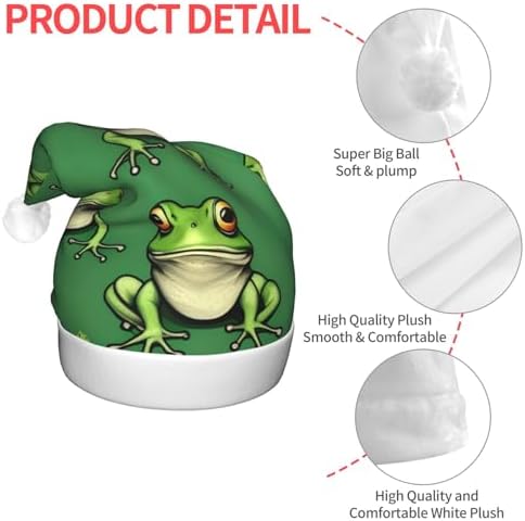 Funny Green Frogs Print LED Santa Hat for Adults Christmas Party Hat