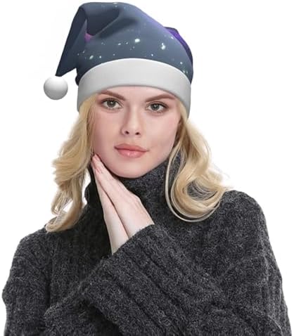 Galaxy Starry Santa Hat for Women Holiday Decoration