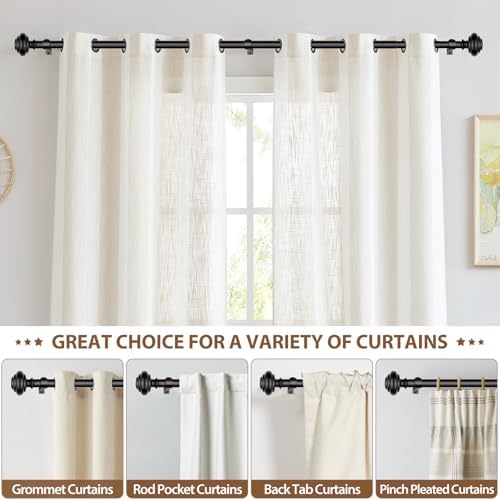 KAMANINA Black Curtain Rods 48-84 Inches Heavy Duty
