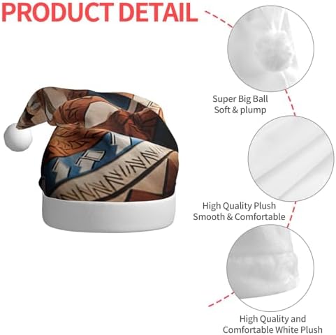 QINZHENG Native Pattern Print Santa Hat for Women