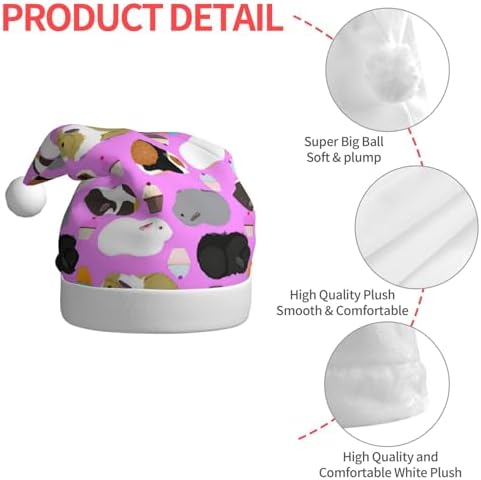 QinZheng Personalized Santa Hat with Guinea Pigs and Cupcakes Print