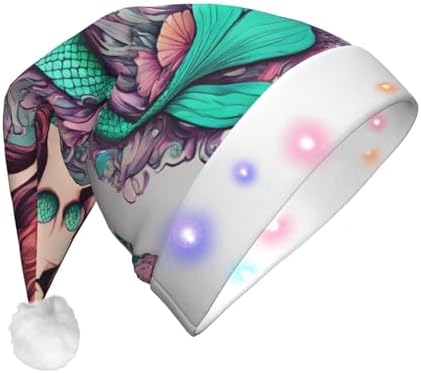 QINZHENG Mermaid Santa Hat with LED Lights