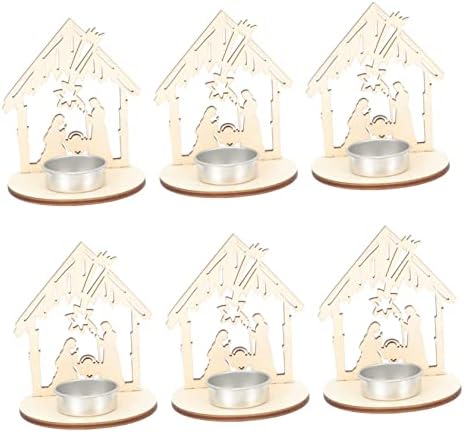 Mobestech 6pcs Wooden Candle Holders for Christmas Decor
