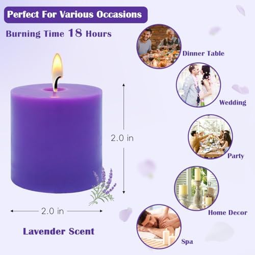 6 Pack Purple Pillar Candles 2 Inch Tall x 2 Inch Diameter