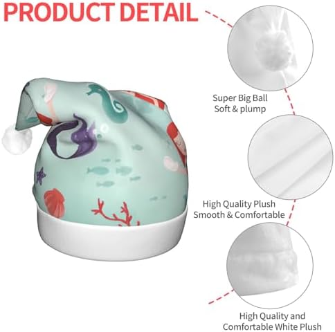 QINZHENG Mermaid Print LED Santa Hat for Christmas Party