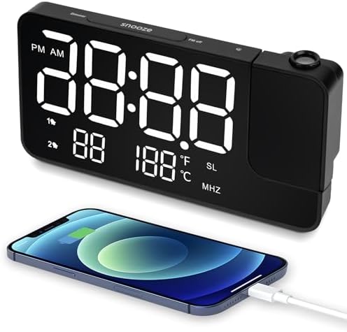 WAIGESEN Projection Alarm Clock with Rotatable Projector