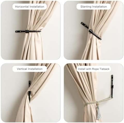 Black Curtain Holdbacks 2 Pack Metal Tiebacks Hooks