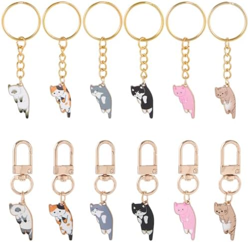 CRASPIRE 24 Pcs Cartoon Cat Keychain Pack