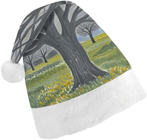 Santa Hat with Gray Tree Christmas Party Headwear