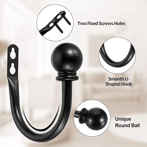 Sumnacon Set of 4 Decorative Curtain Holdbacks Black