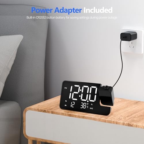 WAIGESEN Projection Alarm Clock with Rotatable Projector