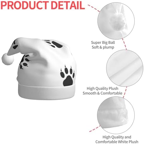 QINZHENG Bear Paw Print Santa Hat for Women