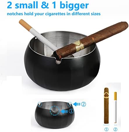 Stainless Steel Ashtray with Lid Windproof and Smokeless