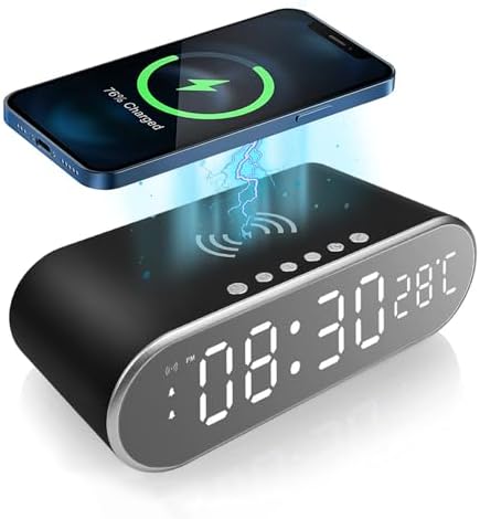 QAOZUOI Smart Wireless Charging Alarm Clock with Temperature Display