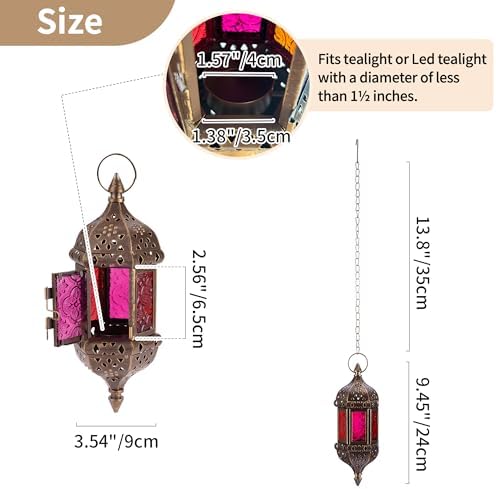 NUPTIO 2 Pcs Hanging Hexagon Candle Lantern Holders