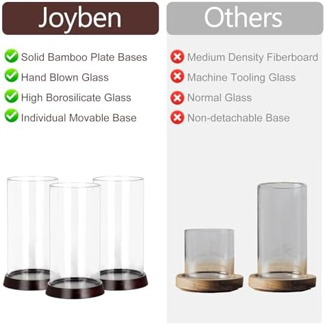Joyben Hurricane Candle Holder Sleeve 3PCS 4 Wide 8 Tall
