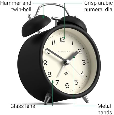 NEWGATE Charlie Bell Echo Alarm Clock Modern Retro Design Black