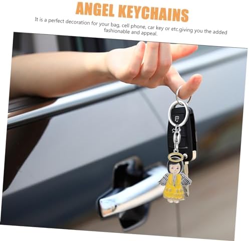 Merryhapy 6pcs Angel Keychain Bag Pendant Keychain Accessories for Baptism Parties