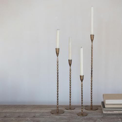 Creative Co-Op 4-Piece Gold Taper Candle Holders