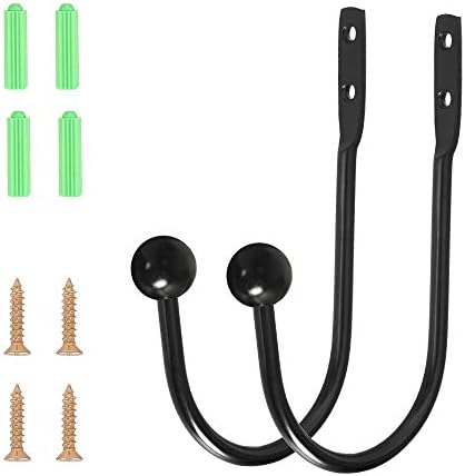 HEMOUR Curtain Holdback 4 Pcs Wall Mounted Drapery Tiebacks Black