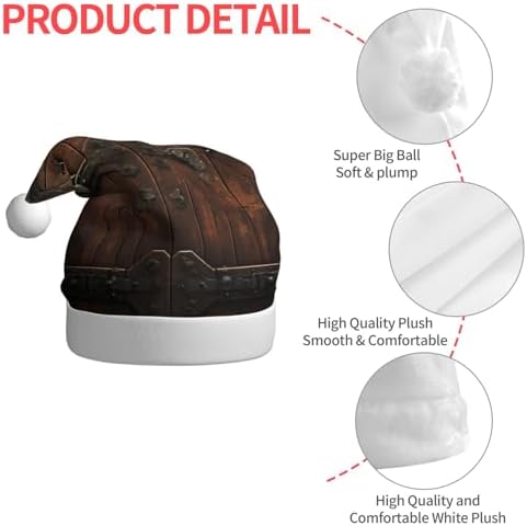 Rustic Style Plush Santa Christmas Hat for Adults
