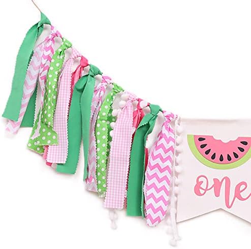 WAWUO Watermelon Birthday Banner - Pink Pattern - Highchair Mount