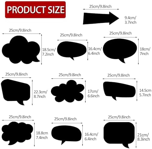18pc Blank Photo Booth Props with Black Chalkboard Frame and Bubble Backdrop