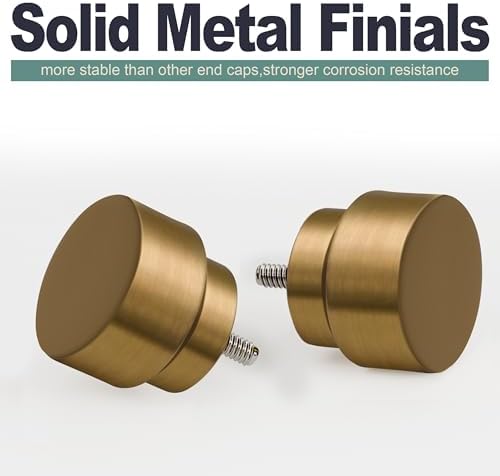 Warm Gold Brass Curtain Rod with Solid Metal Finials 1 Diameter