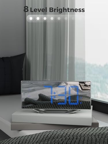 PPLEE 87 LED Mirror Alarm Clock with Dual Alarms