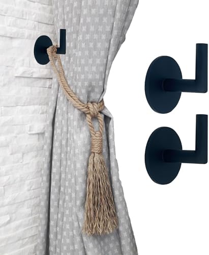 ARNORX L Shaped Curtain Holdbacks Set of 2 Black