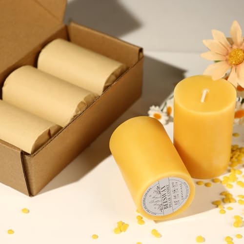 2x3 Inch Beeswax Pillar Candles Set of 3