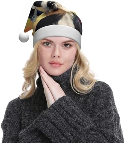 Dog2 Print Adult Christmas Santa Hat for Festive Party