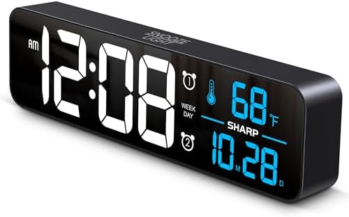 Sharp Digital Alarm Clock with Temperature Display