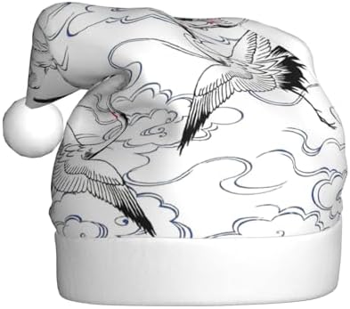 Personalized Santa Hat with Japanese Crane Print for Women