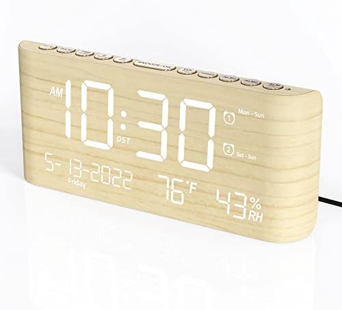 Mesqool Digital Alarm Clock with Temperature Humidity and Brightness Control
