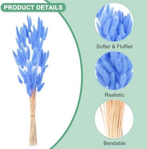 60-Pack Bright Blue Bunny Tail Grass Decor