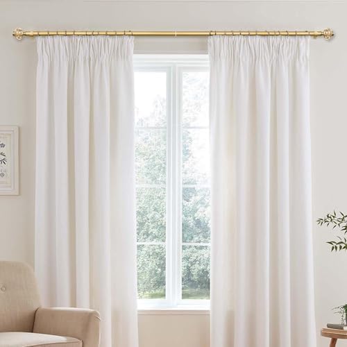 USFOOK 1 Inch Gold Curtain Rods 72-144 Inches Telescoping Single Rod