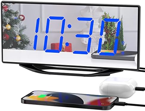 PPLEE 87 Digital LED Mirror Alarm Clock with 2 Alarms