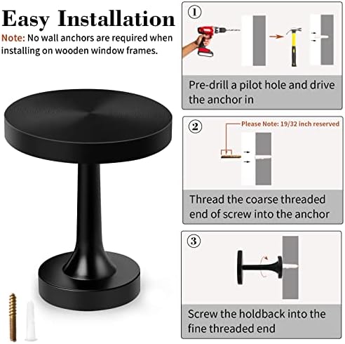 4 Pack Black Metal Curtain Holdbacks with Screws