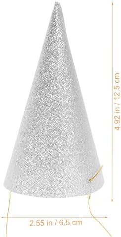 Birthday Cone Hats 12pcs Silver Party Headwear