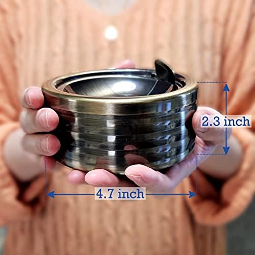 Smokeless Metal Ashtray with Lid Cover - Gold Rose Gold Silver
