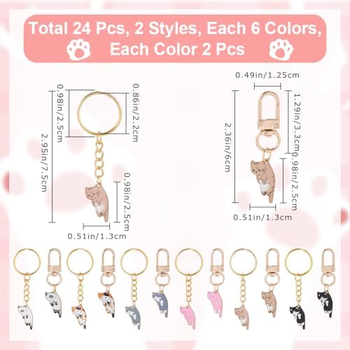CRASPIRE 24 Pcs Cartoon Cat Keychain Pack