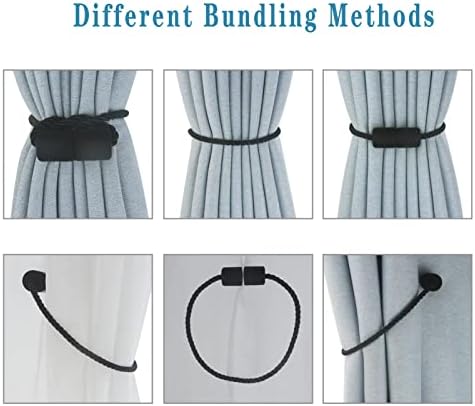 Hangtty Magnetic Curtain Tiebacks 6 Pack Modern Black Holders